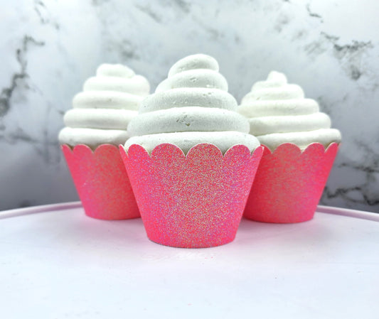 Pastel Pink Glitter Cupcake Wrappers