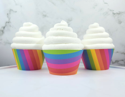 Striped Bright Rainbow Cupcake Wrappers