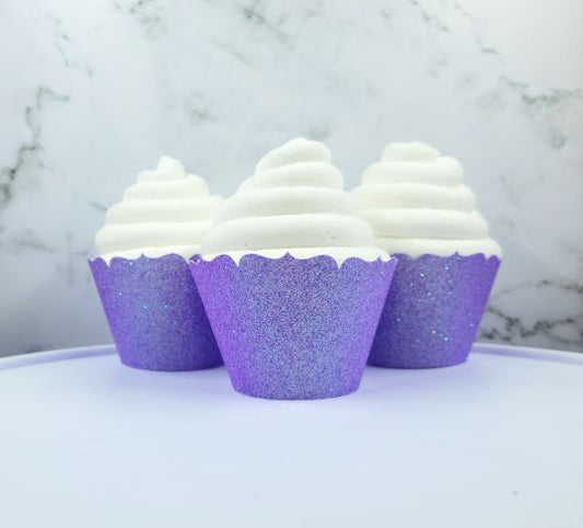 Pastel Purple Glitter Cupcake Wrappers