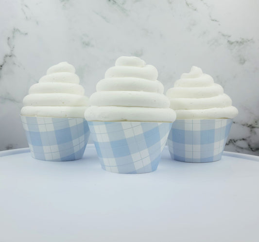 Baby Blue Gingham Cupcake Wrappers