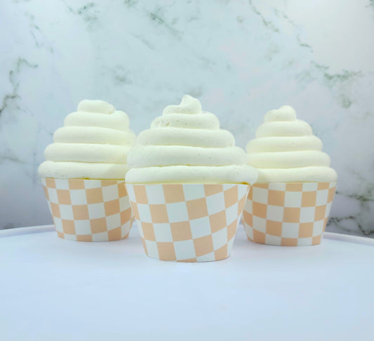 Tan Checkerboard Cupcake Wrappers