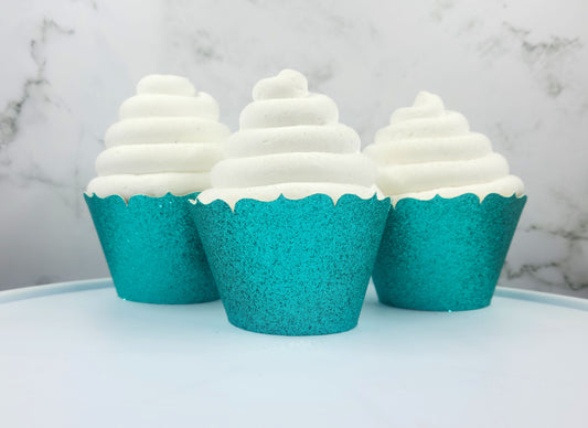 Turquoise Glitter Cupcake Wrappers