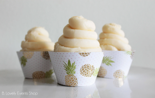 Tropical Gold Pineapple Cupcake Wrappers