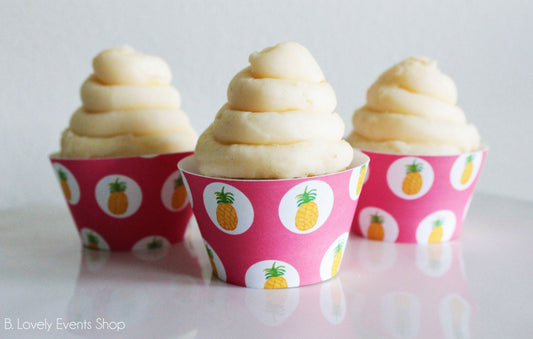 Pink Tropical Pineapple Cupcake Wrappers