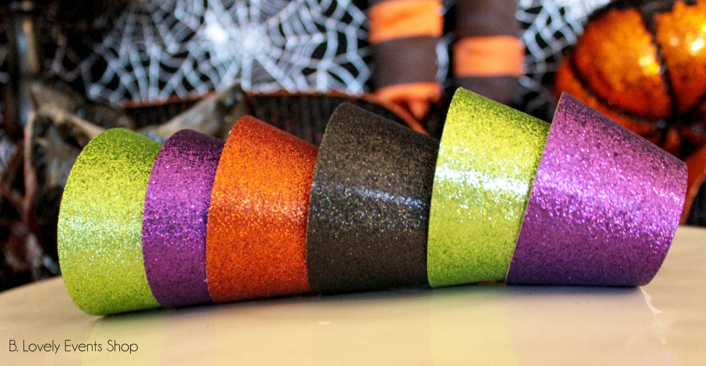 Multi-Colored Halloween Glitter Cupcake Wrappers