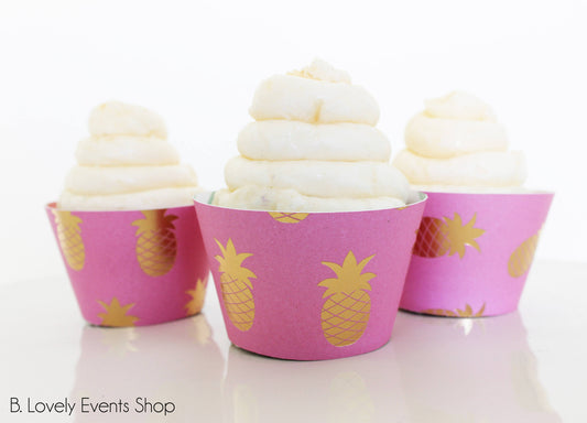 Pink & Gold Pineapple Cupcake Wrappers