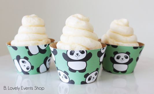 Green Panda Cupcake Wrappers