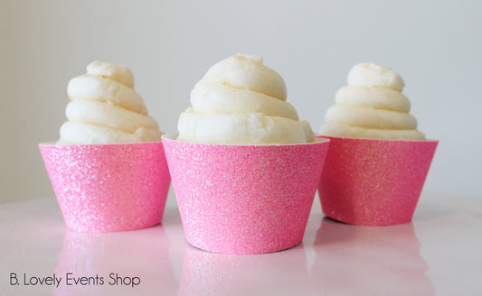 Pastel Pink Glitter Cupcake Wrappers