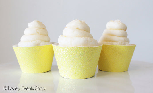 Yellow Glitter Cupcake Wrappers