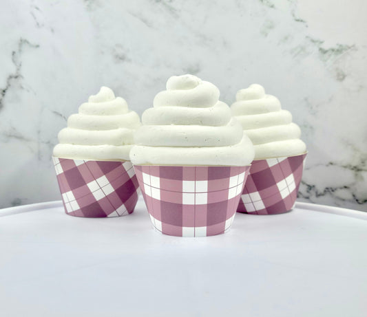 Light Plum Gingham Cupcake Wrappers
