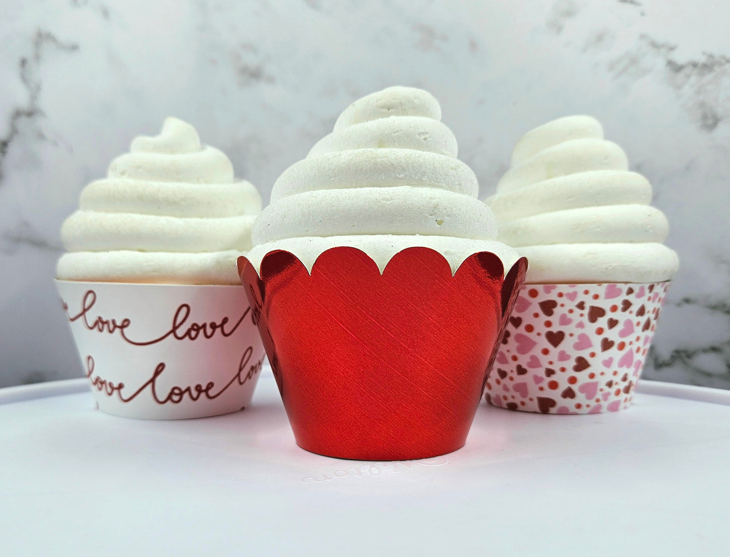 Valentine's Day Pink and Red Heart Cupcake Wrappers