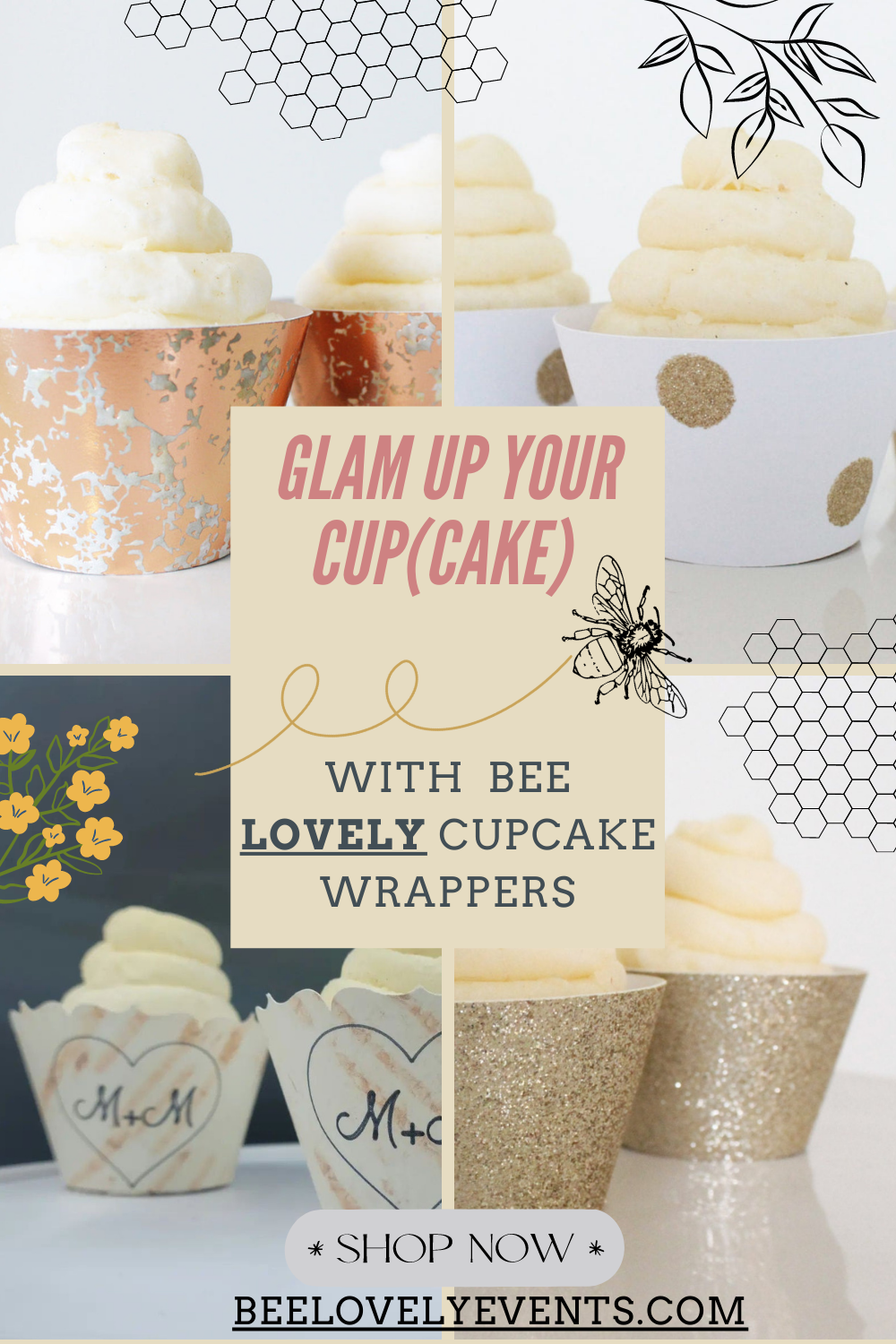 Gold Glitter Cupcake Wrappers