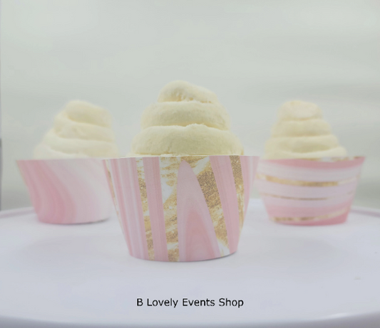 Pink Marble Cupcake Wrappers
