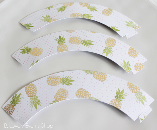 Tropical Gold Pineapple Cupcake Wrappers