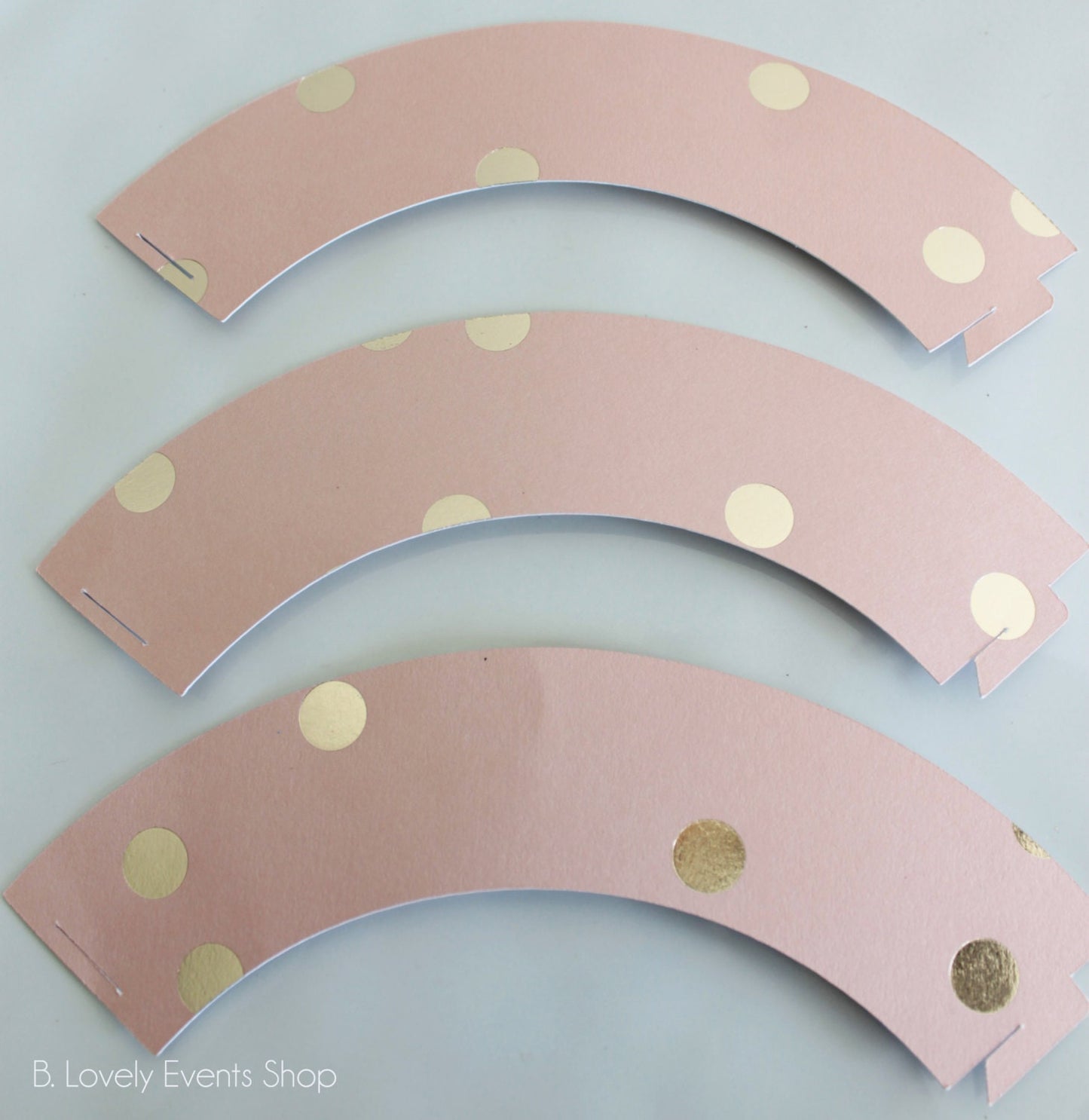 Pale Pink and Gold Polka Dot Cupcake Wrappers