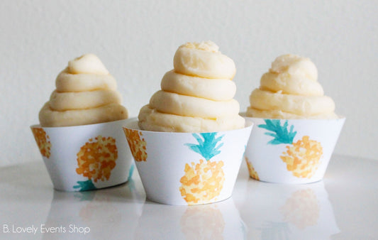 Watercolor Pineapple Cupcake Wrappers