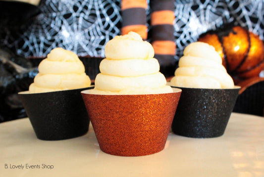 Orange And Black Glitter Cupcake Wrappers