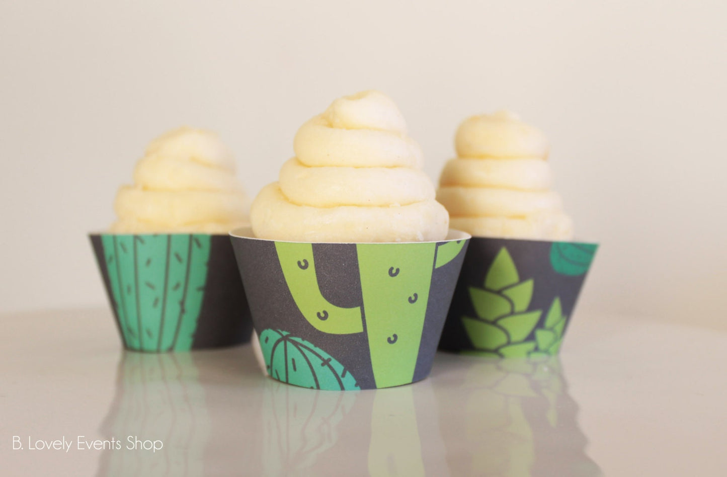 Desert Green Cactus Cupcake Wrappers