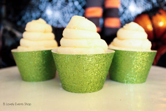 Lime Green Glitter Cupcake Wrappers