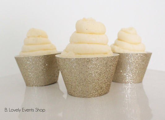 Gold Champagne Glitter Cupcake Wrappers