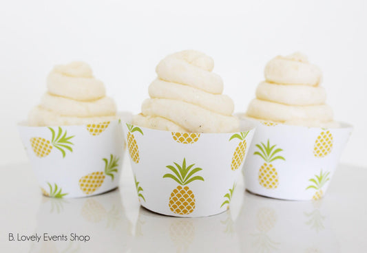 Tropical Yellow Pineapple Cupcake Wrappers