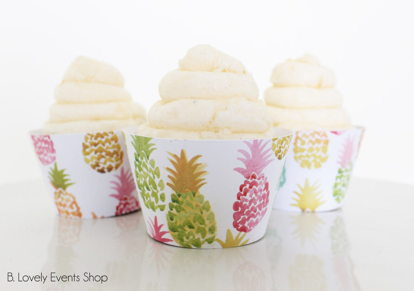 Colorful Watercolor Pineapple Cupcake Wrappers