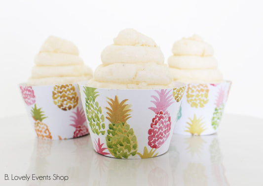 Colorful Watercolor Pineapple Cupcake Wrappers