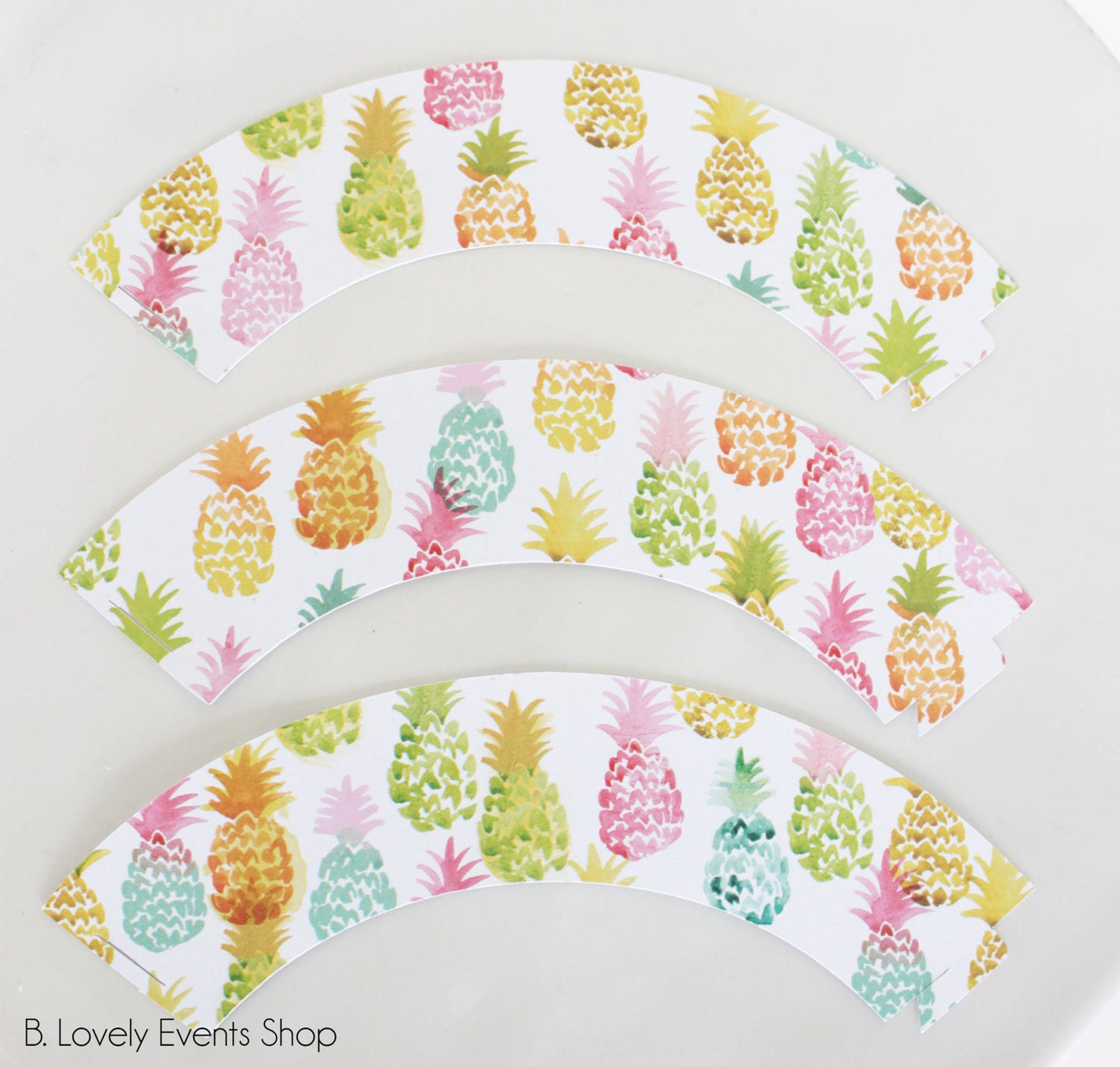 Colorful Watercolor Pineapple Cupcake Wrappers