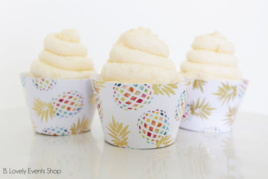 Colorful Gold Pineapple Cupcake Wrappers
