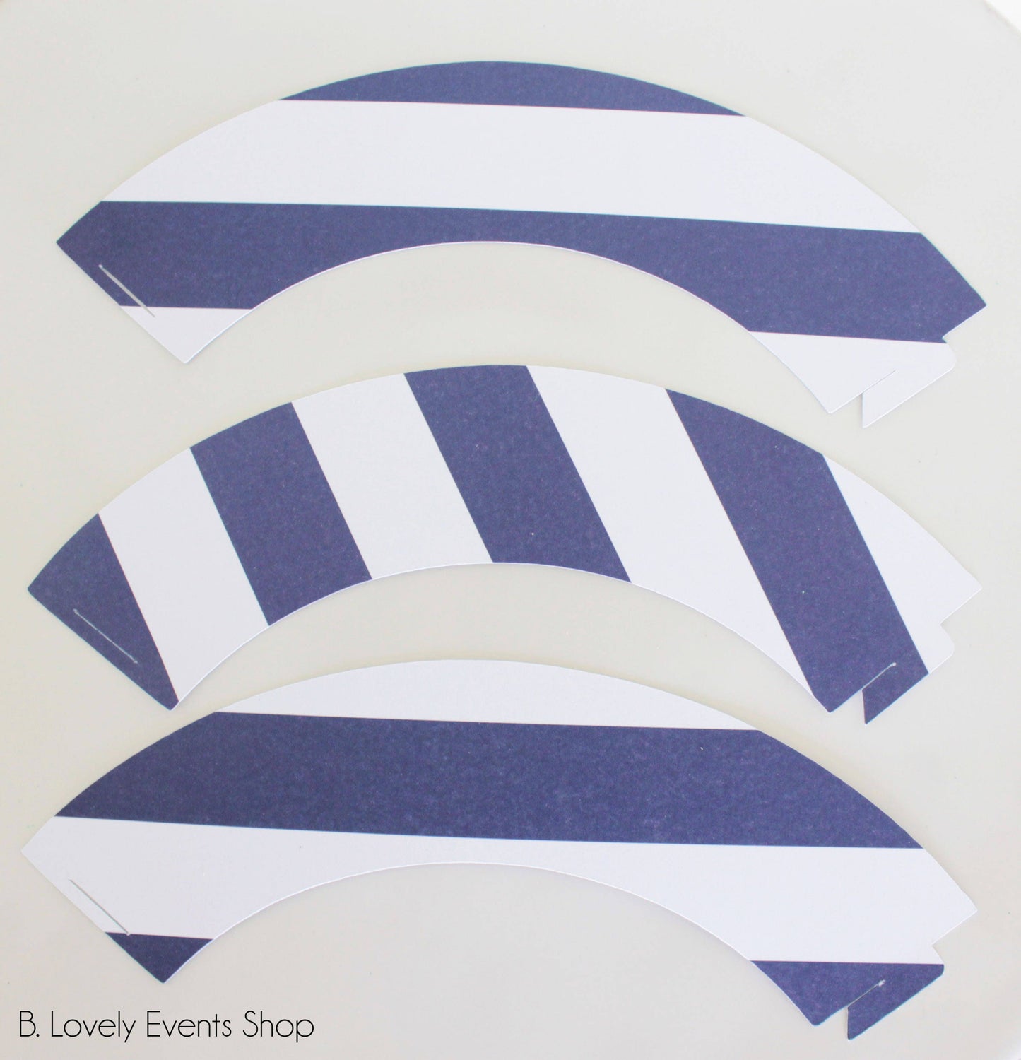 Navy Blue Striped Cupcake Wrappers