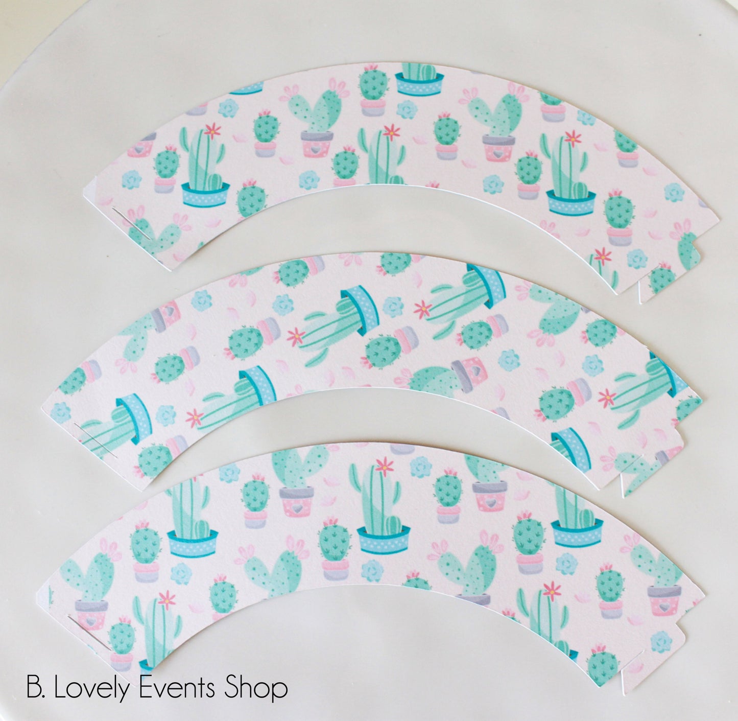 Cute Pink & Green Cactus Cupcake Wrappers