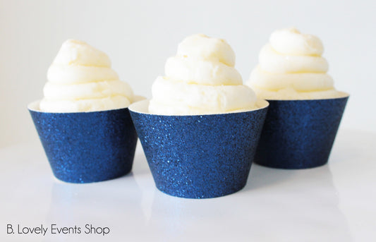 Navy Glitter Cupcake Wrappers