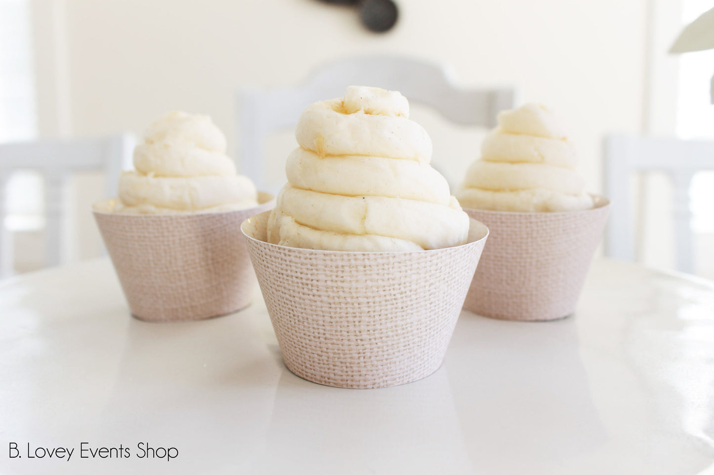 Light Burlap Cupcake Wrappers