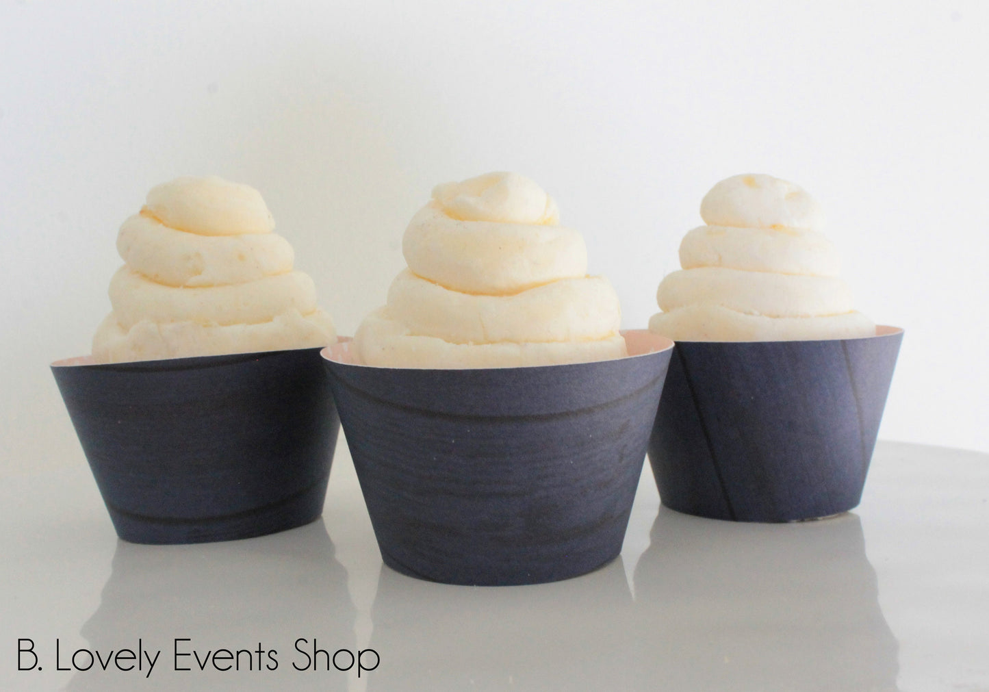 Blue Wood Grain Cupcake Wrappers