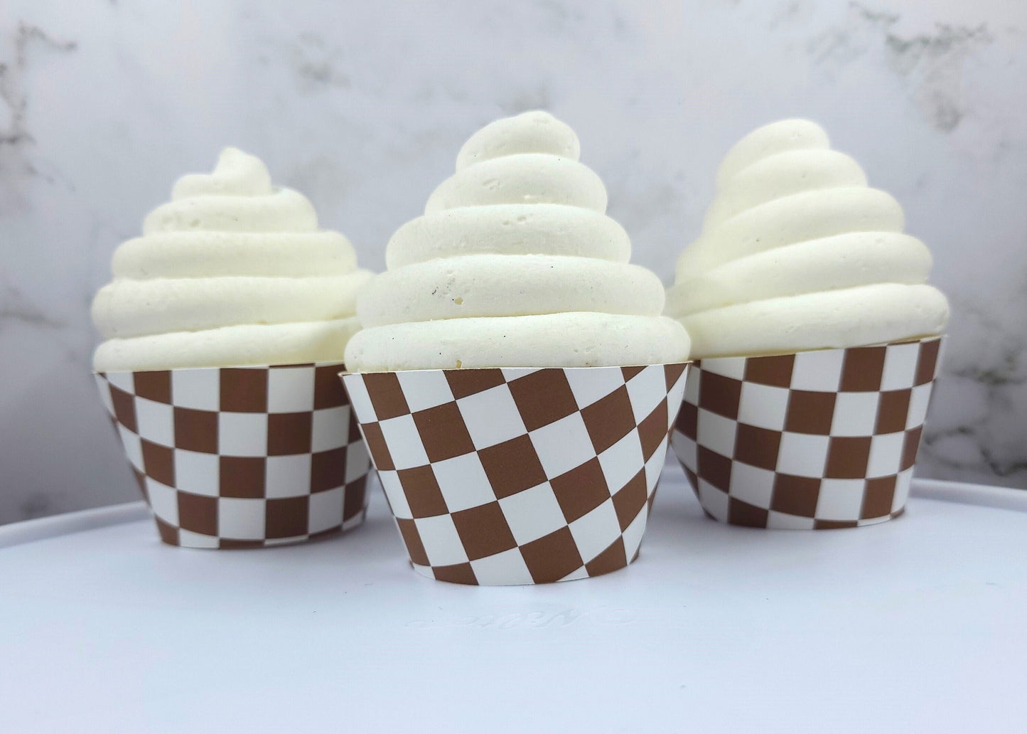 Brown Checkerboard Cupcake Wrappers