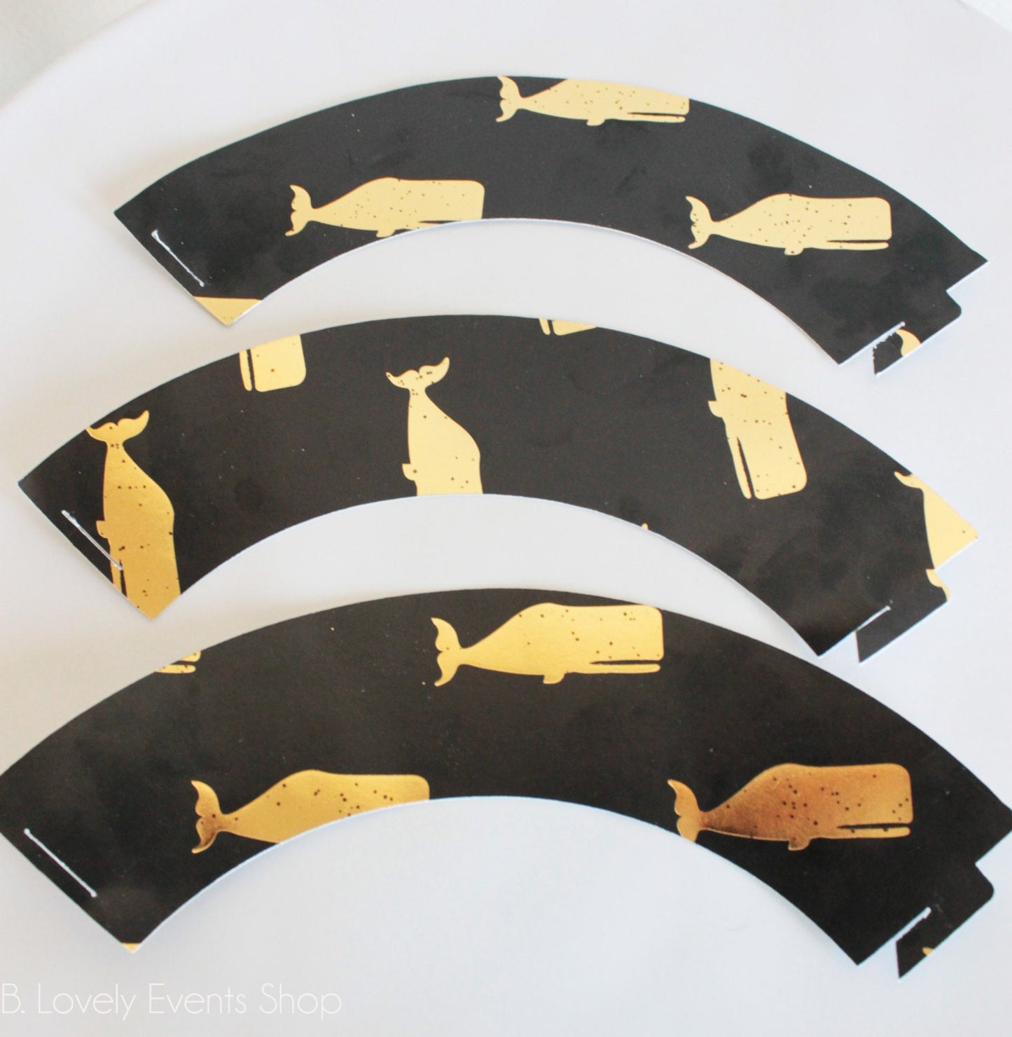 Gold Whale Cupcake Wrappers