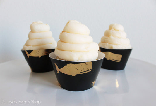 Gold Whale Cupcake Wrappers