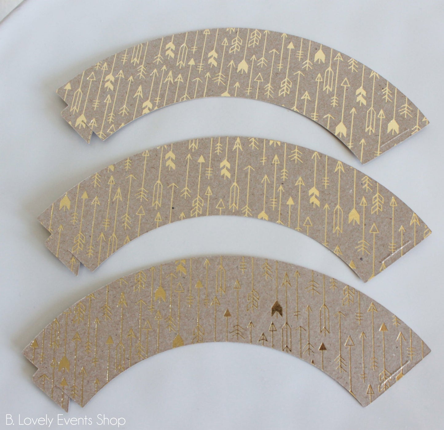 BoHo Gold Arrow Kraft Paper Cupcake Wrappers