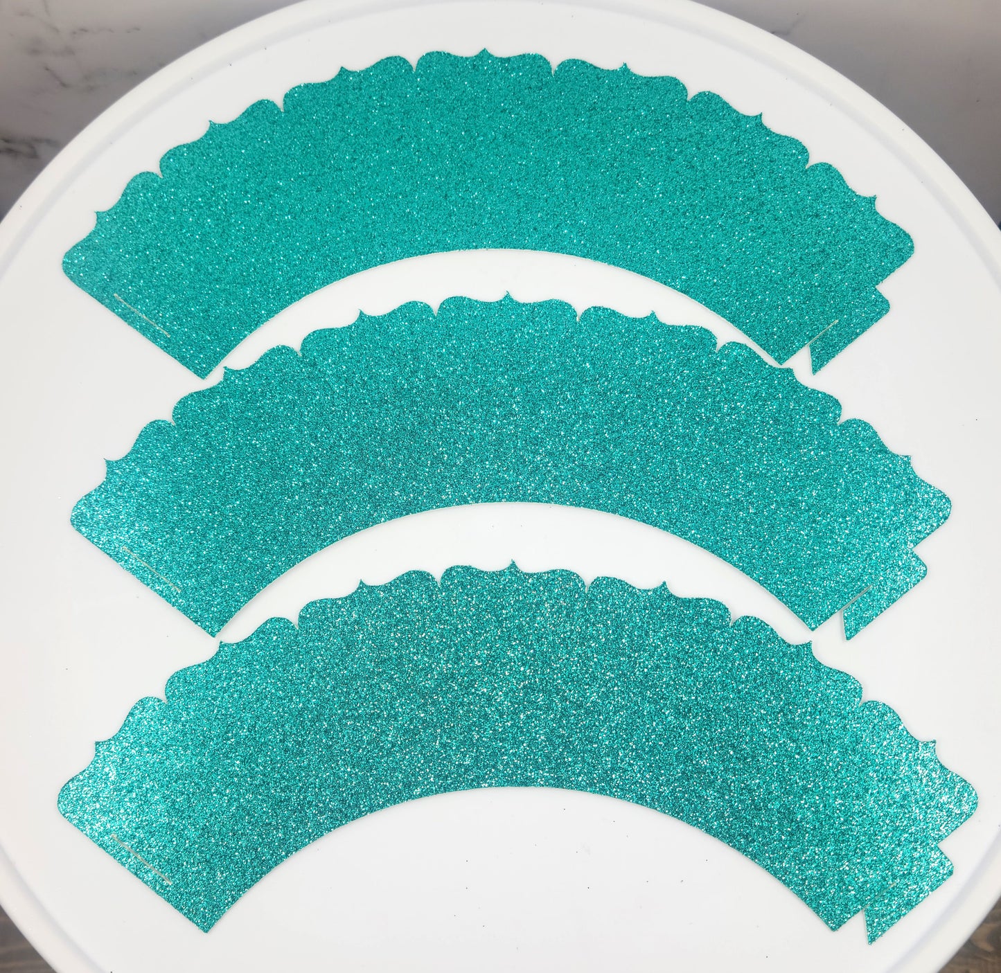 Turquoise Glitter Cupcake Wrappers